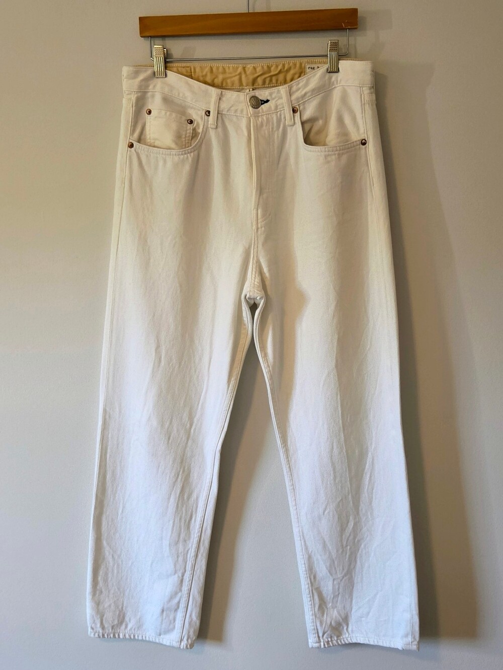 rag & bone Maya High-Rise Ankle Straight Jeans - Worn White Size 30